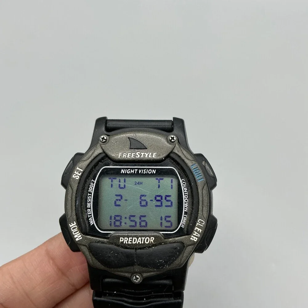 Vintage Freestyle Predator 711 Night Vision Mens Watch 39mm Digital New Battery